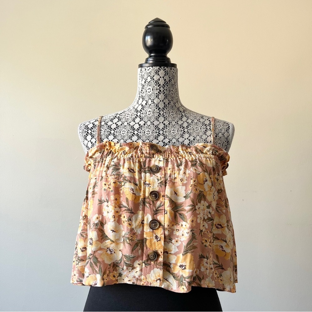 American Eagle Outfitters Floral Cropped Tank Top Size S